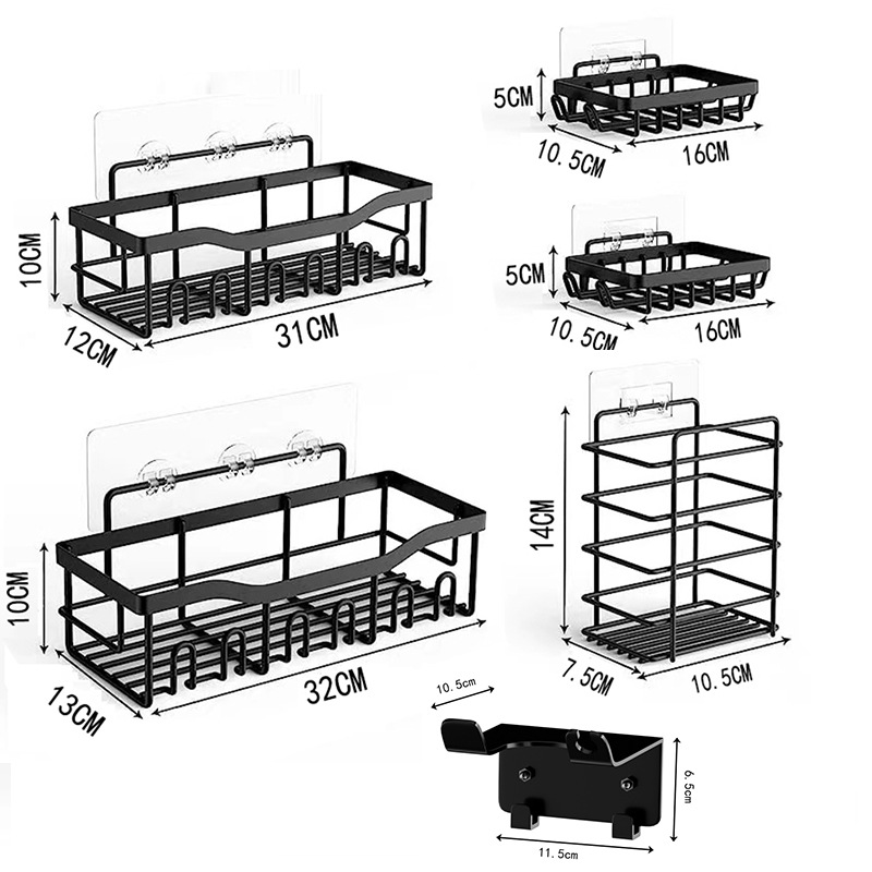 Estante de almacenamiento sin perforación en el baño Estante de baño de pared Estante de ducha Estante de baño de baño Estante de baño de baño