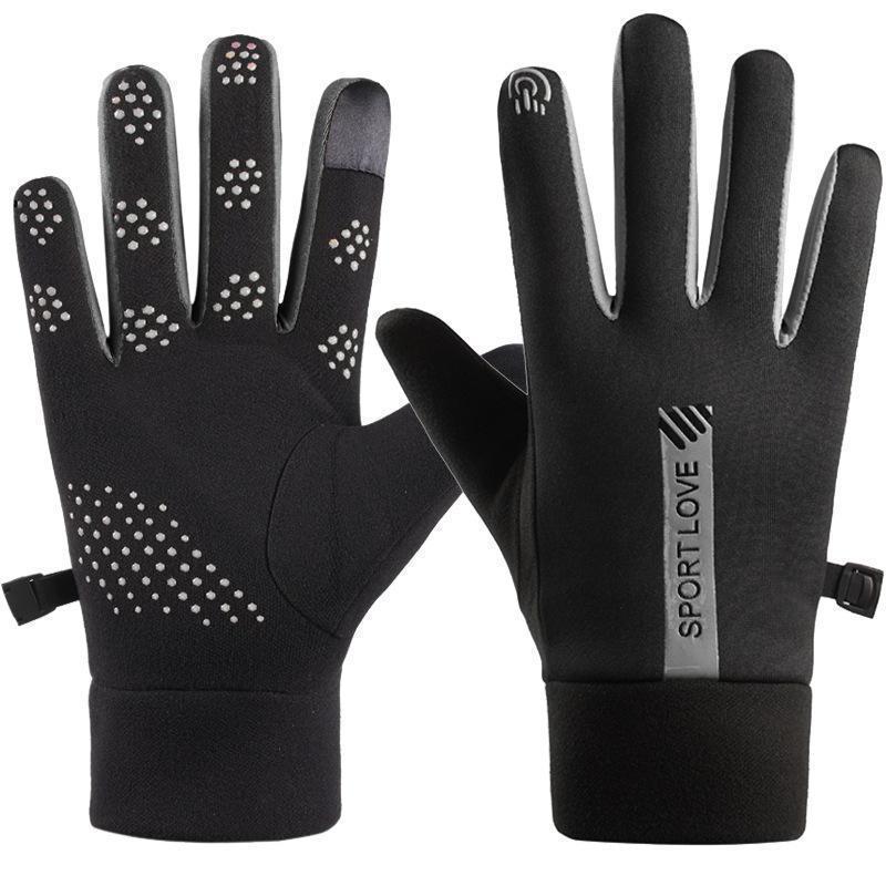 Guantes de cuero para hombres de invierno a prueba de viento, impermeable, guantes de motocicleta caliente, pantalla táctil de invierno