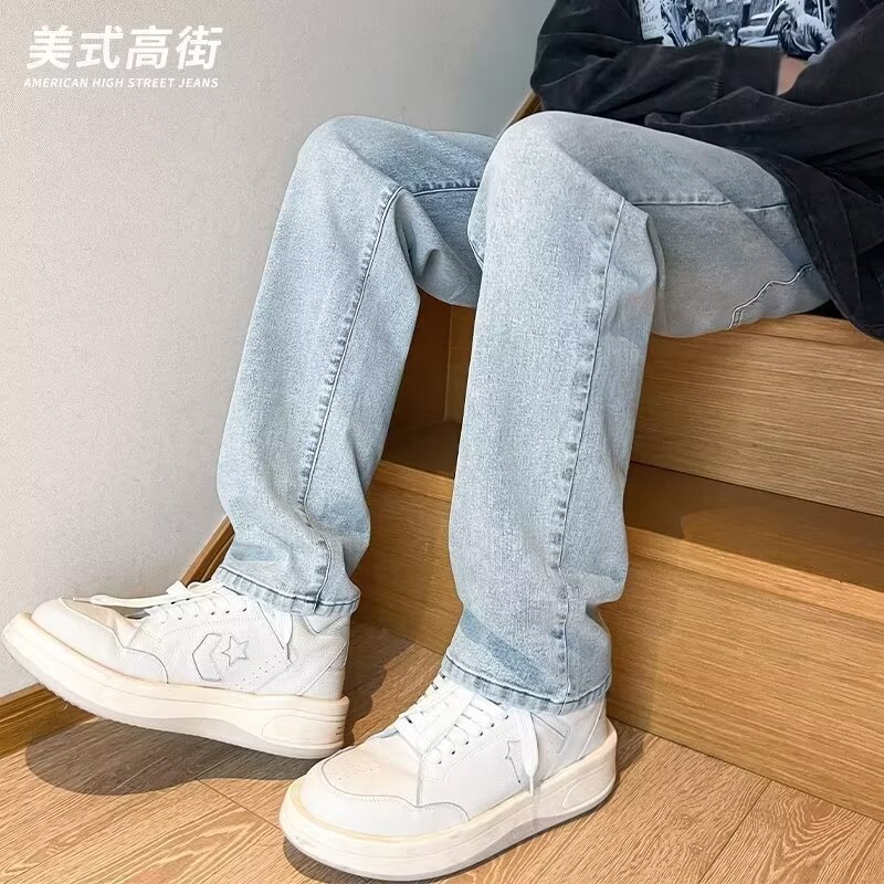 Estilo de Hong Kong hombres de moda verano nuevo estilo 2024 personalidad alfabeto jeans hip-hop ins marea calle alta tendencia pantalones guapos