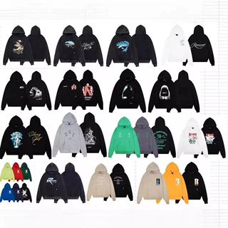REP 秋冬美式复古高街潮牌鲨鱼宽松连帽衫水洗做旧情侣卫衣