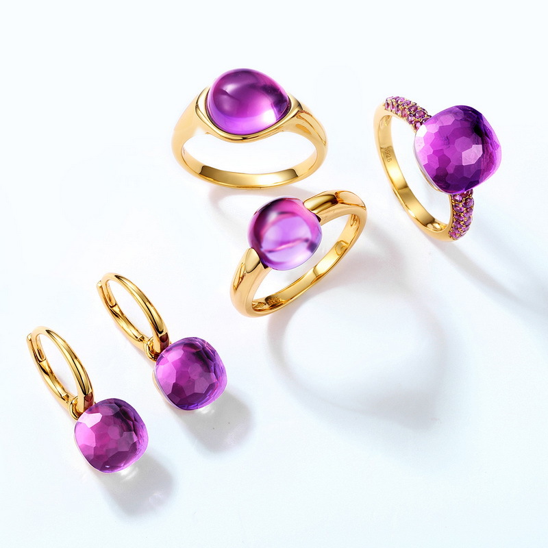 Transfronterizo exclusivamente para anillo de plata S925 de estilo europeo y americano, caramelo de color de alta calidad, personalidad de lujo ligera, joyería de mano de tendencia al por mayor