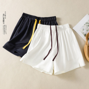 Real Shot of Elastic High-Waisted Wide-Leg Shorts for Women, Summer Casual Thin and Super Nice Pants