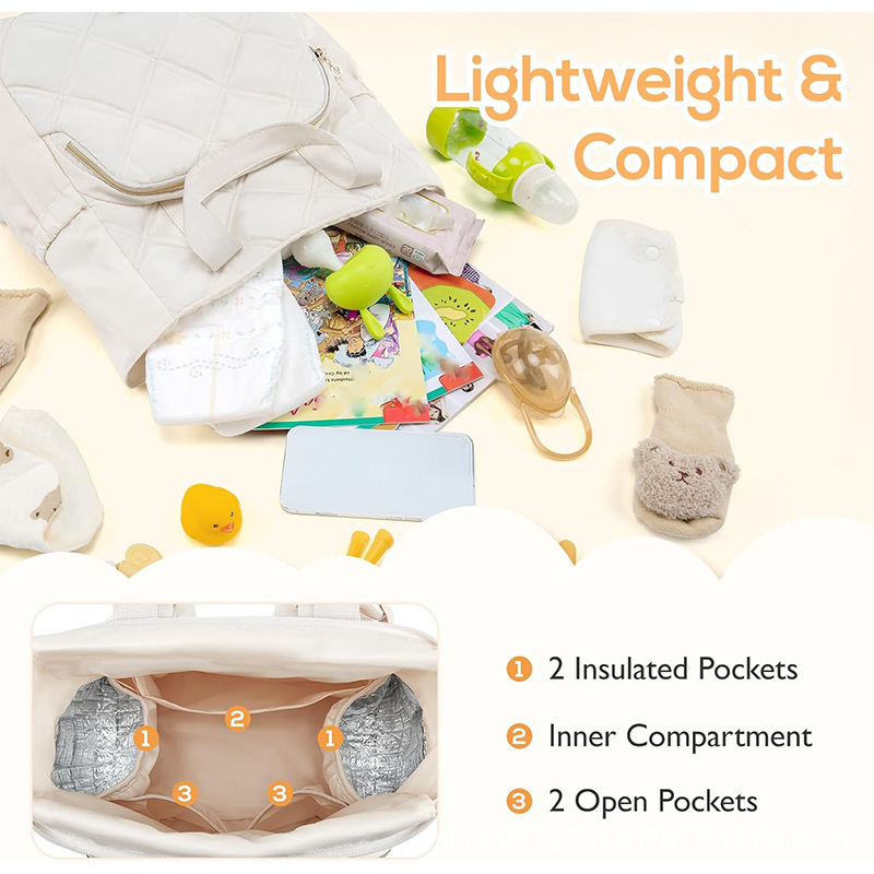 Amazon nueva bolsa de pañales de quilting mochila pequeña mochila de pañales de viaje ligero mini mochila con puerto de aislamiento térmico