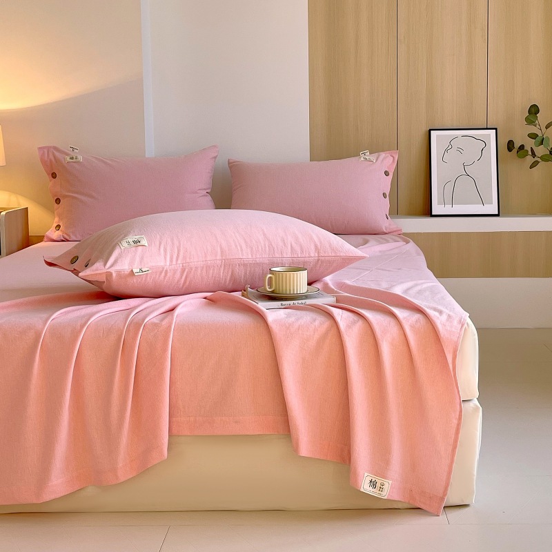 Una sábana de algodón lavado de algodón puro de una sola pieza 100 algodón engrosado Funda de almohada para dormitorio individual Juego de tres piezas 3 Four Seasons Universal