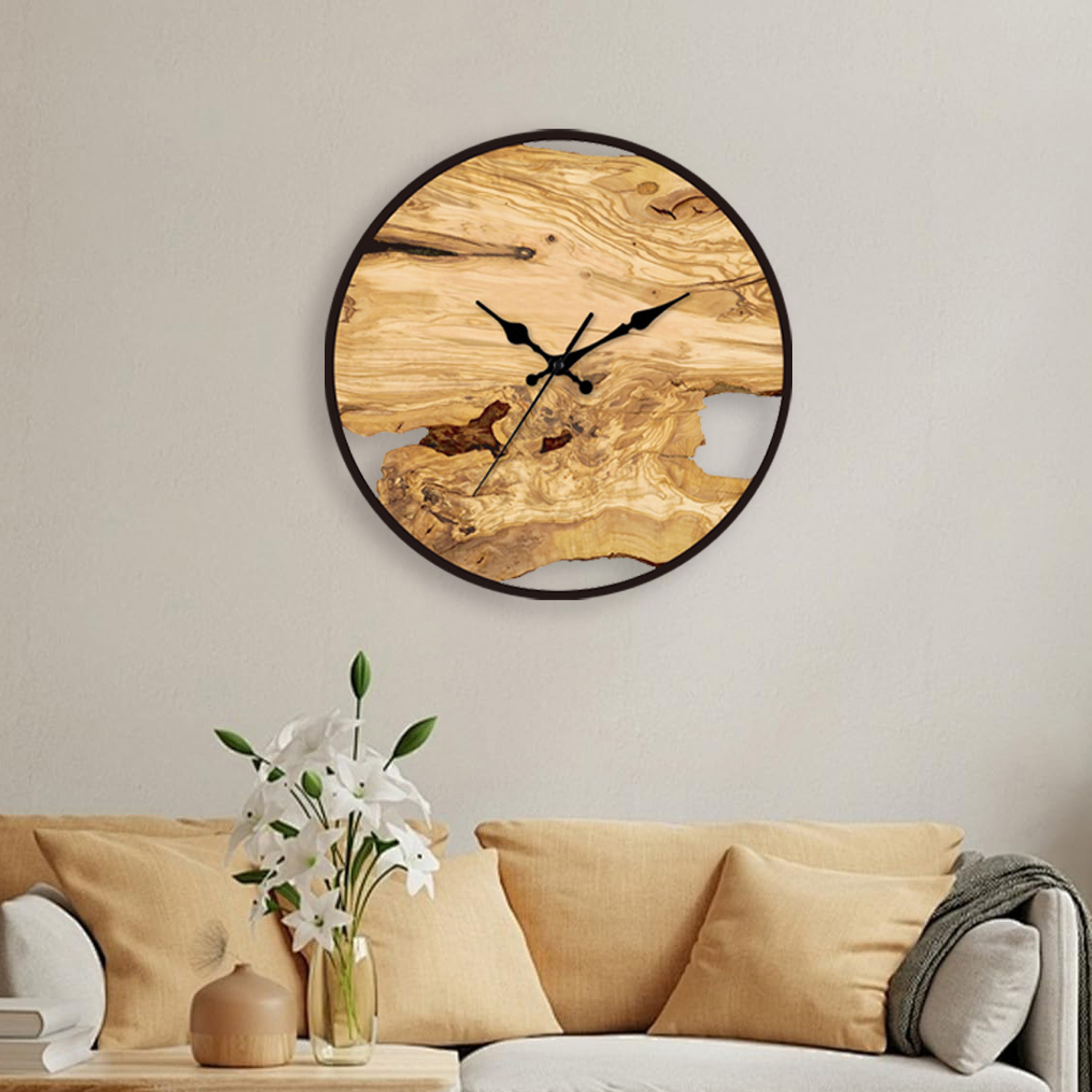 Nordic simple reloj de pared acrílico textura de grano de madera reloj salón decorativo reloj de pared de moda reloj mudo