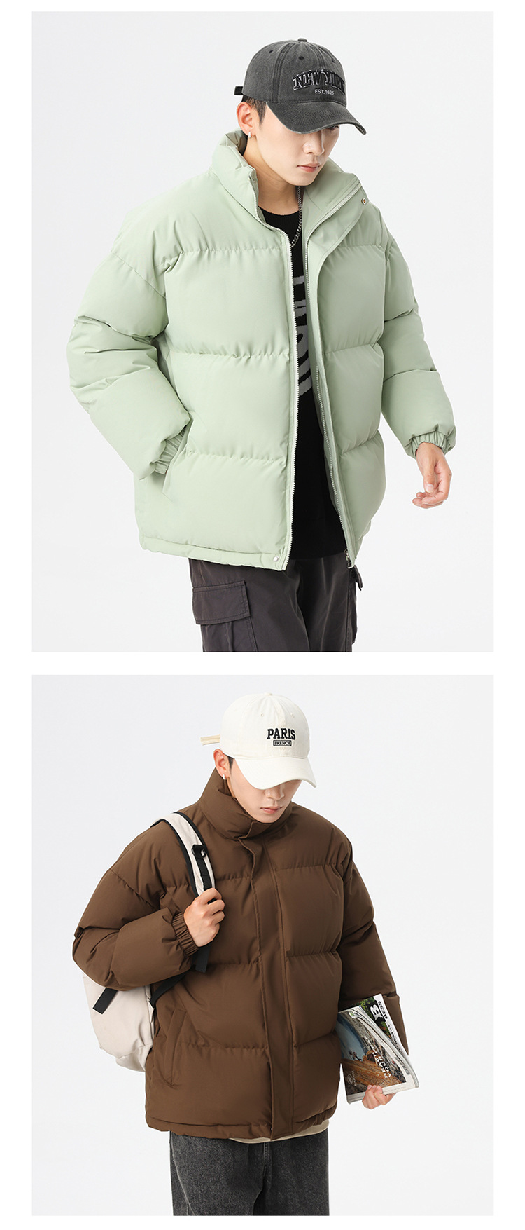 Novità invernale per uomo e donna, giacca in cotone tinta unita, ampia e comoda, da uomo_voghion.com