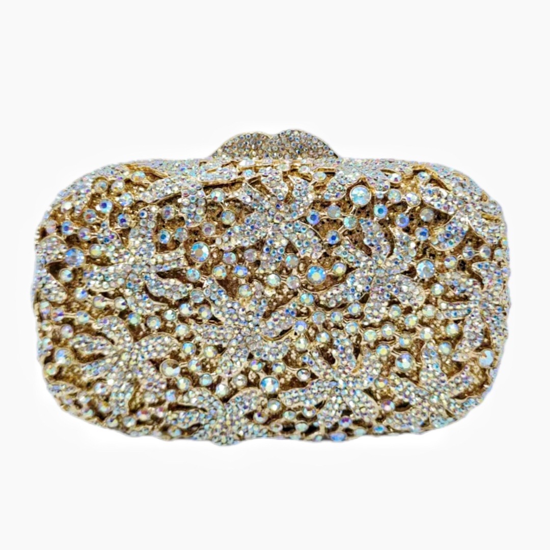 Cross-border nuevo metal hueco con diamantes bolsos de mano ropa de fiesta bolsos de cristal embrague