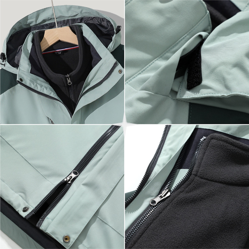 Chaqueta a juego de color tres en uno personalizada impresa LOGO bordado ropa de trabajo de invierno ropa de trabajo al aire libre ropa de actividad personalizada fabricante