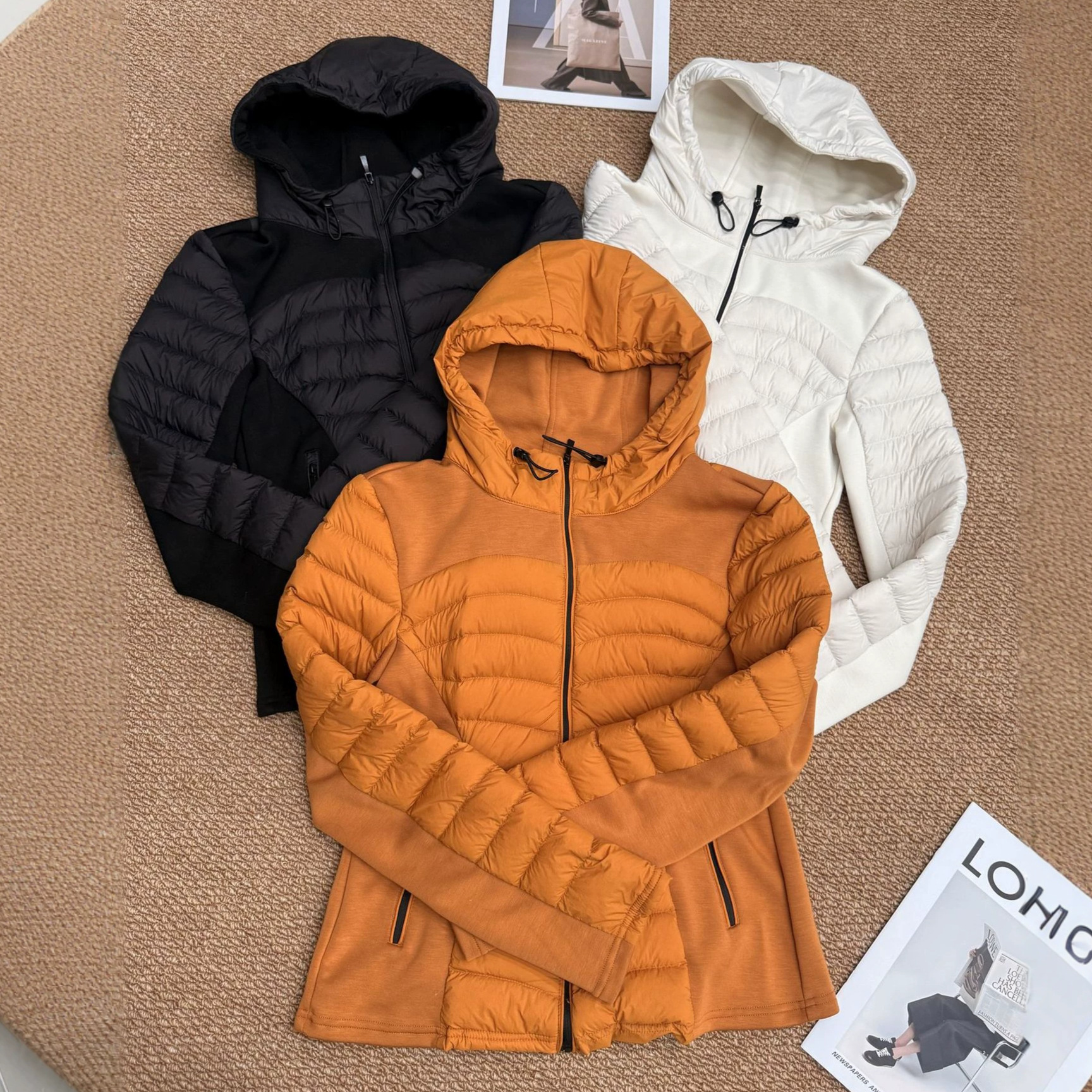 90% white duck down waist-cinching slim-fit sports down jacket for women, 2026 new lightweight hooded yoga jacket, slim-fit outerwear