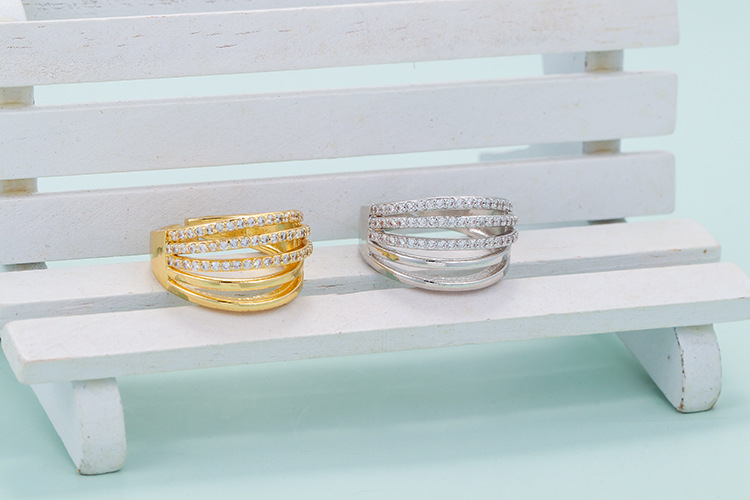 Birthday Occasion Copper Material Fashion Multi-layer Copper Inlaid Zircon Hollow Ring