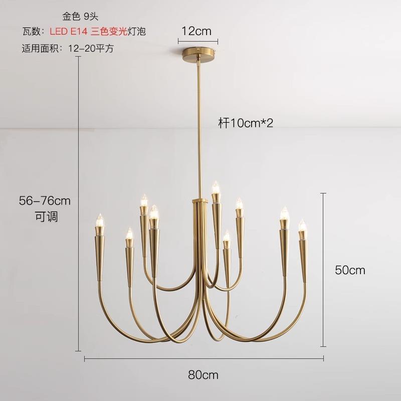 Iluminación principal de la sala de estar nórdica estilo antiguo lujo ligero estilo francés retrógrado diseñador de dormitorio vela de comedor candelabro hierro