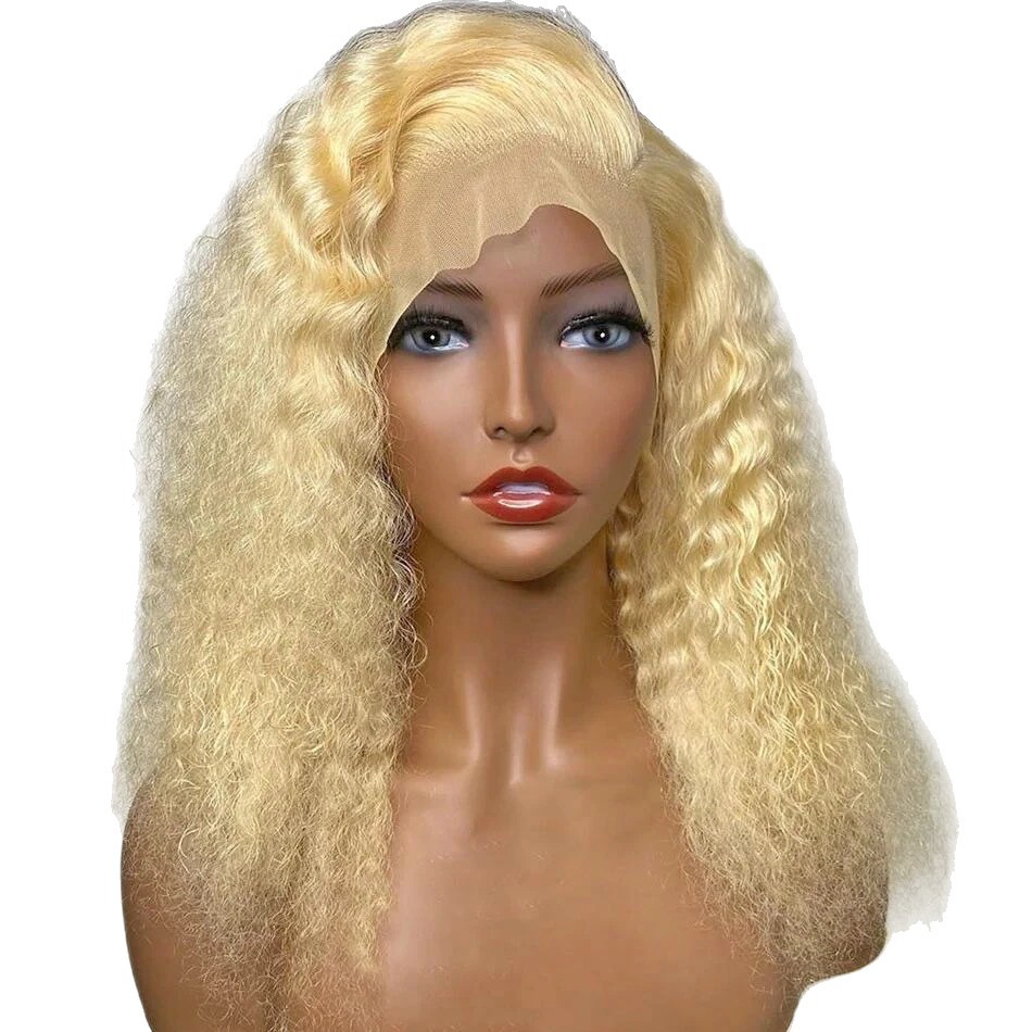 Lockige Perücke mit Lace-Front, lockere tiefe Wellen, hellgoldenes Haarteil, neues Produkt_voghion.com