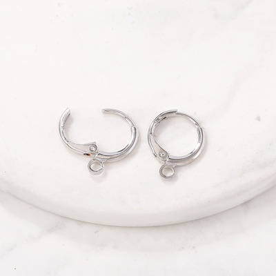 厂家批发韩版耳饰半成品饰品配件金属镀白金圆形耳扣diy耳环材料|ms