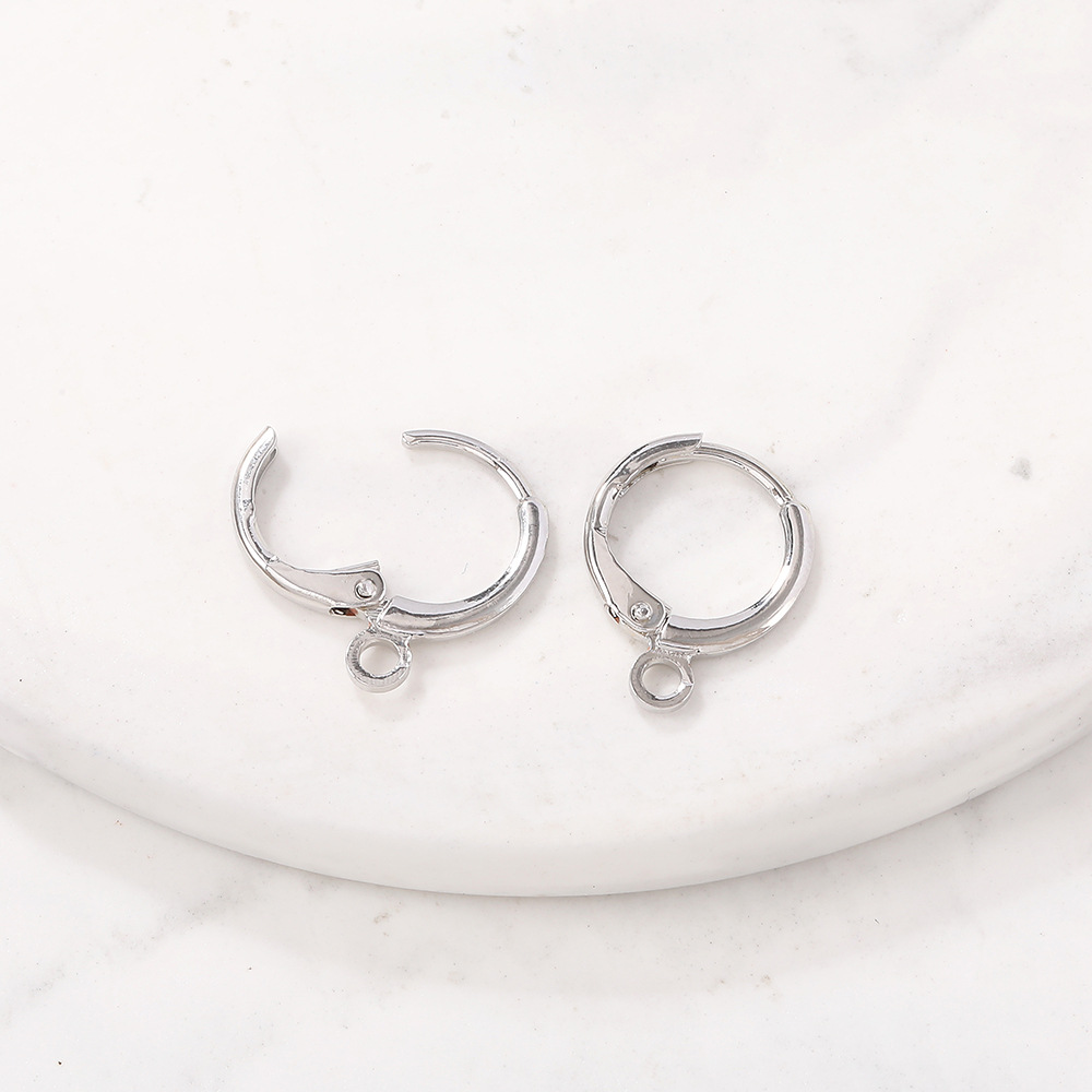 厂家批发韩版耳饰半成品饰品配件金属镀白金圆形耳扣diy耳环材料|ms