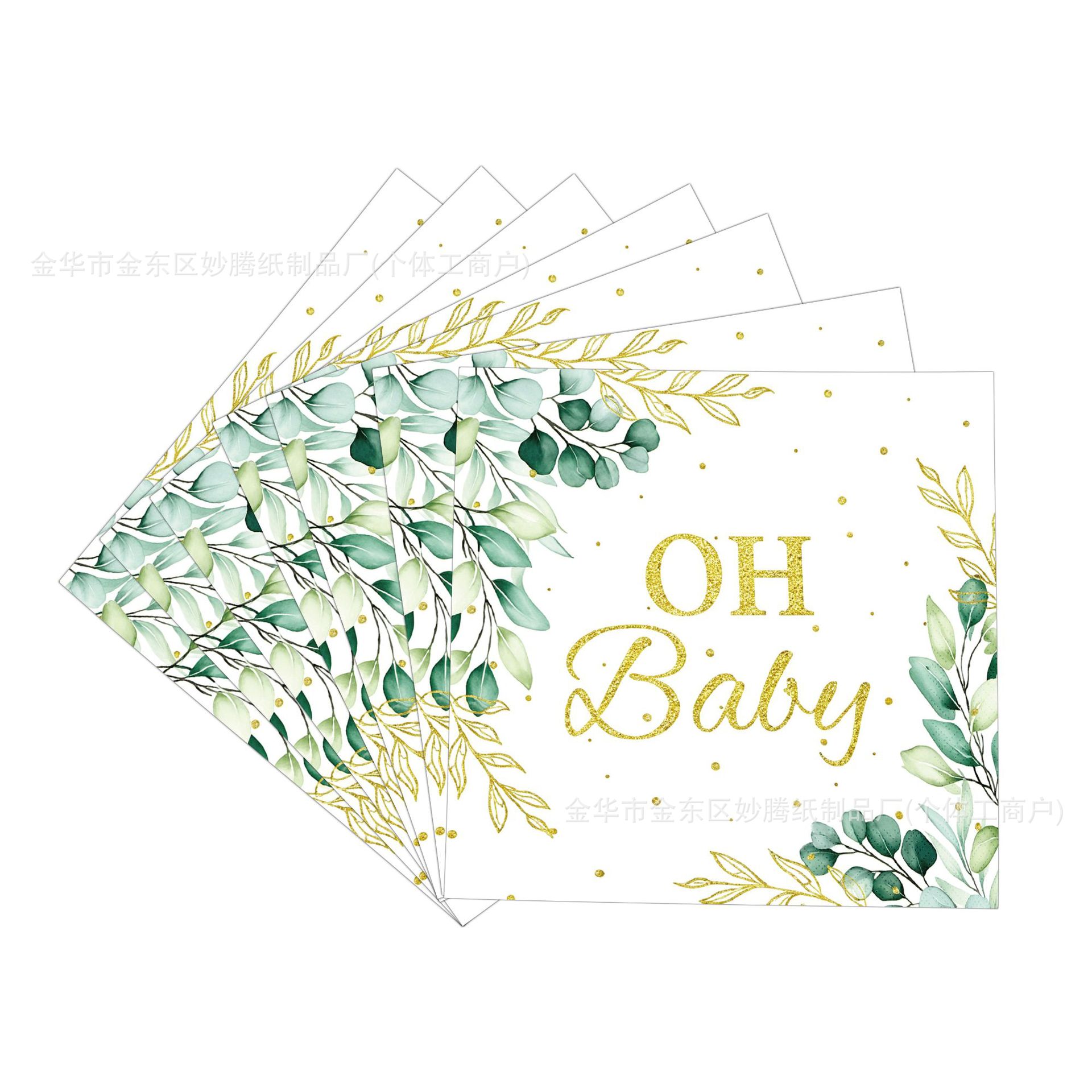 Nuevo conjunto de cubiertos desechables transfronterizos para bebés de Eucalyptus, familia y amigos, fiesta, bandeja desechable