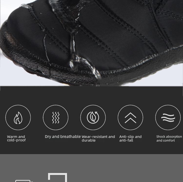 Grandi stivali di cotone, stivali da neve caldi invernali con tomaia in pile impermeabile con parte superiore bassa slip-on Stivaletti da uomo e da donna_voghion.com