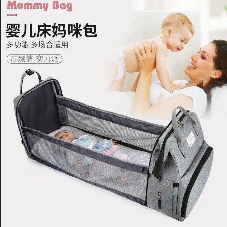 Large capacity foldable crib 2021 new fashion double shoulder Baoma take baby out travel backpack mother and baby bag