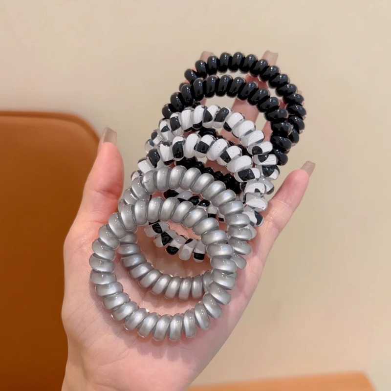 Anillo de cabello coreano de ondas para niños línea telefónica de alta elasticidad simple 2024 nueva banda de goma de cabello para niñas no lastimas
