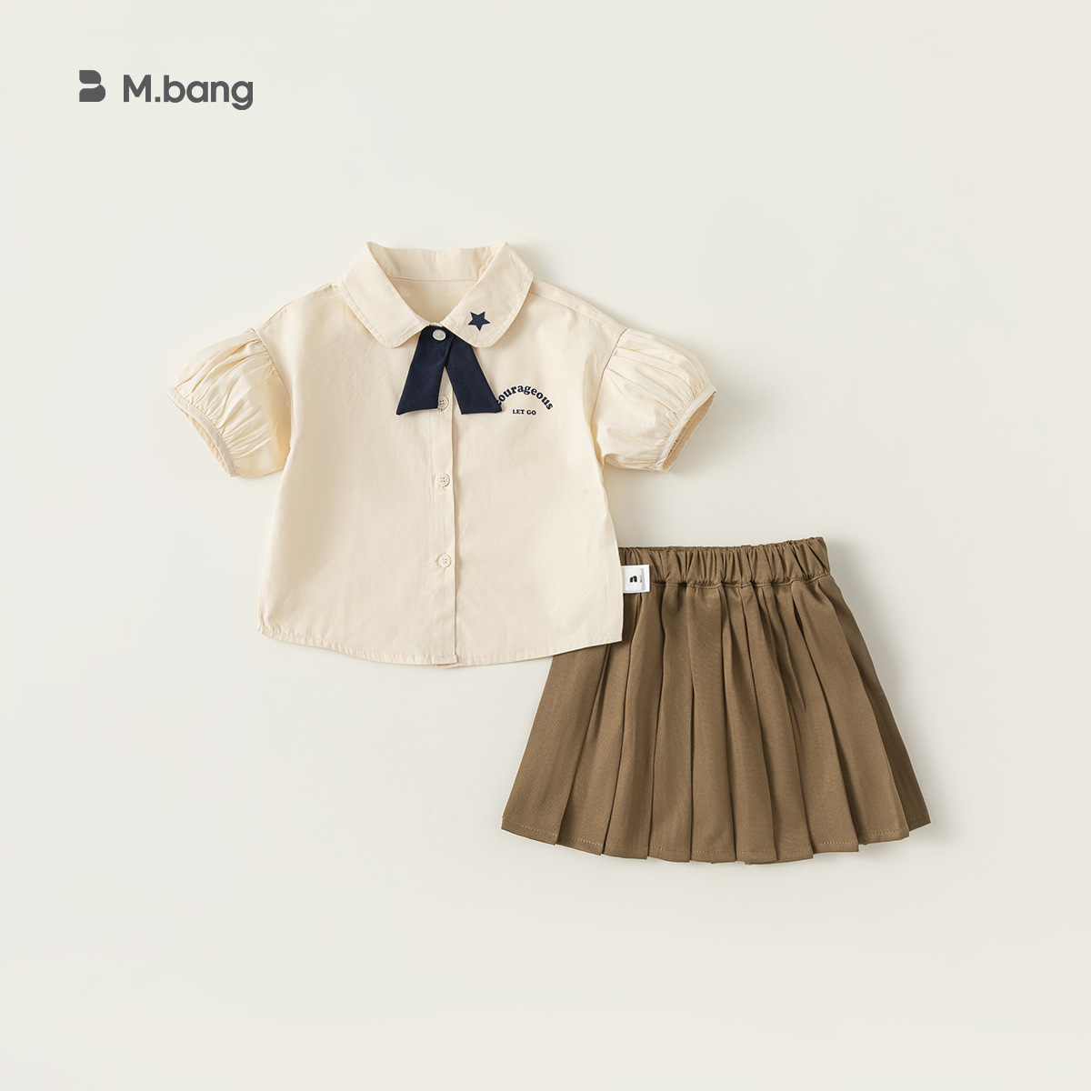 Bobo Children's College Style Suit Summer Girls'Shirt Pleated Skirt Class Uniform Two-piece Set XT24027