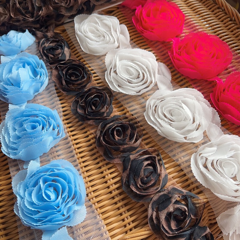 In Stock: 3D Three-Dimensional Rose Lace Trim, Floral Headpiece, Dress Lace Hem Decoration