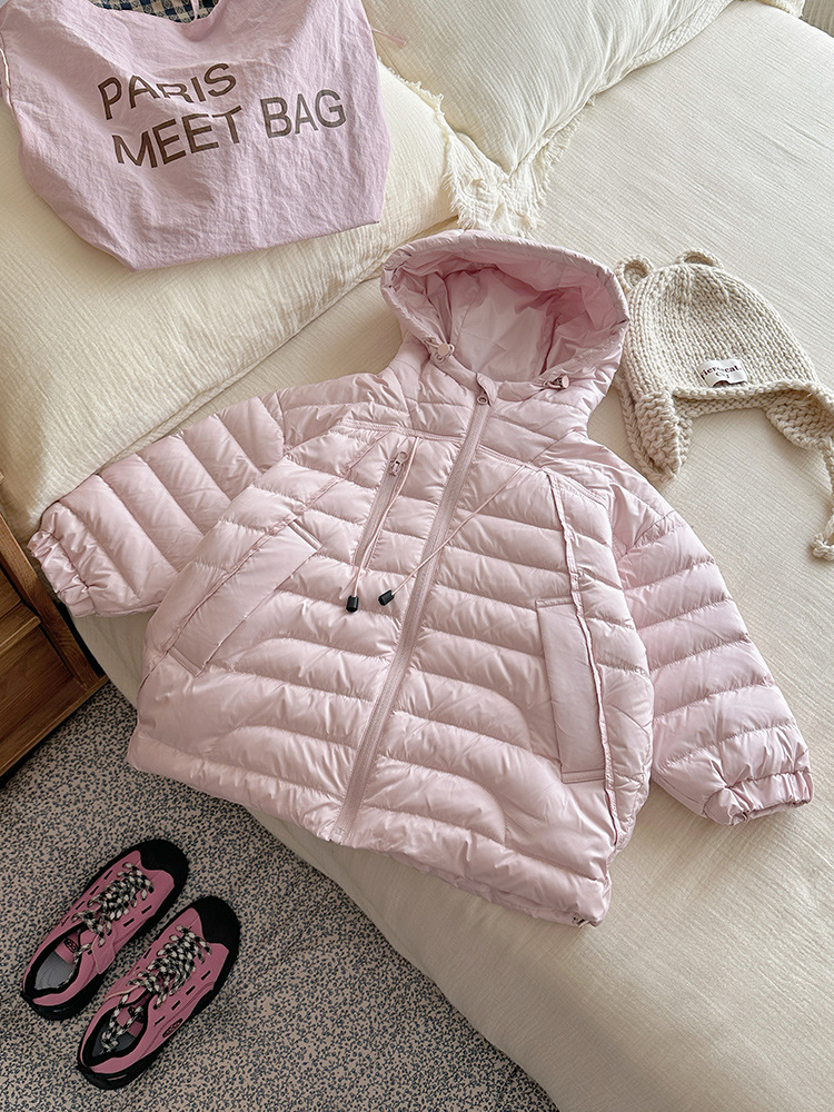 2025 chaqueta de plumón de niñas nueva ropa de invierno no flúor fuerte impermeable con capuchón para niños 90 chaqueta de goma blanca