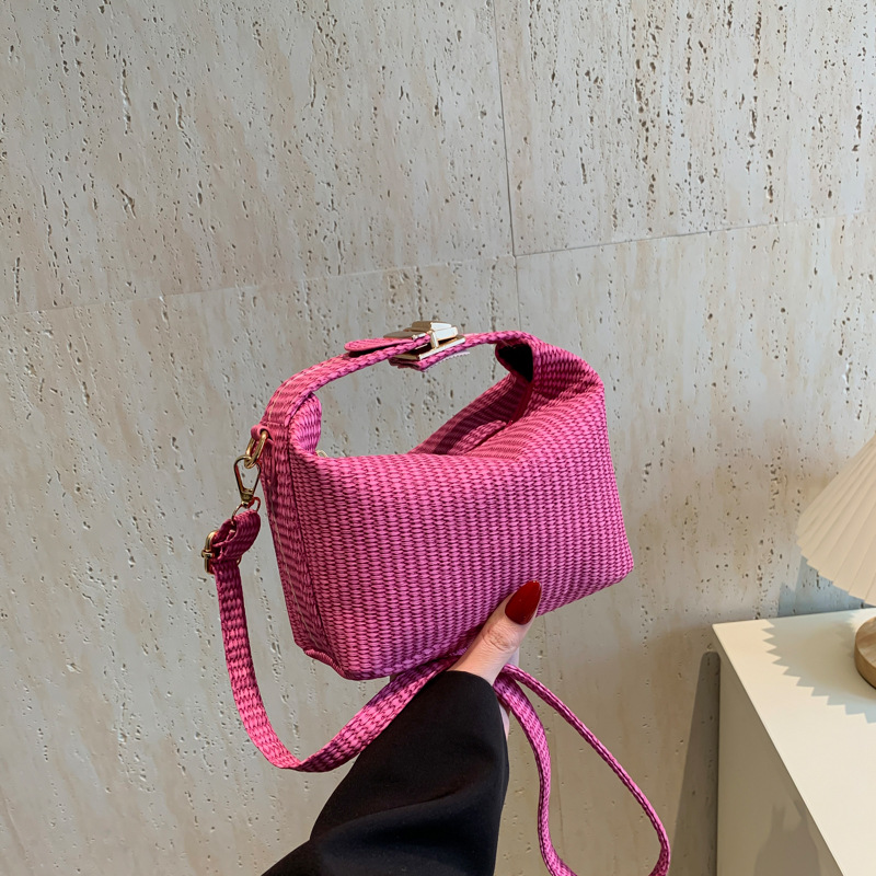 質感豎條紋簡約2024純色新款個性潮流設計洋氣單肩斜挎手提包女