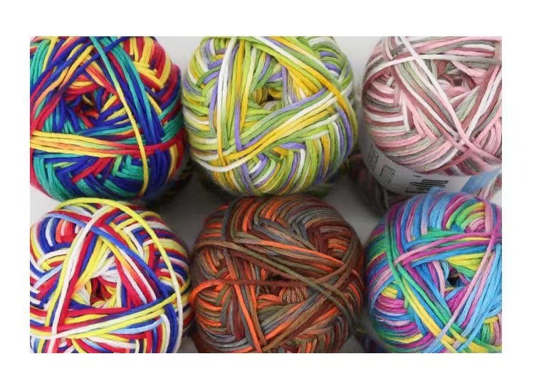 8 fili di filato di cotone scamosciato colorato sezione filato grezzo tinto filato_voghion.com