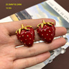 Earrings, enamel, strawberry, brooch lapel pin, wholesale, simple and elegant design