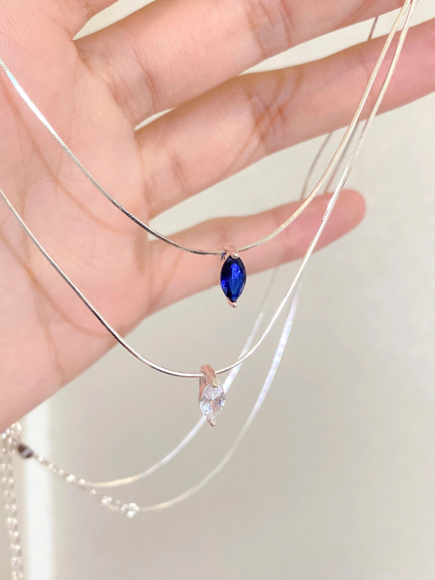 2g Weight 1 Piece 925 Sterling Silver Geometric 925 Sterling Silver Snake Chain Pendant Necklace
