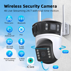 Icsee3目3画面スマートハイビジョン3レンズ無線WIFIカメラ室外フルカラーボールマシン