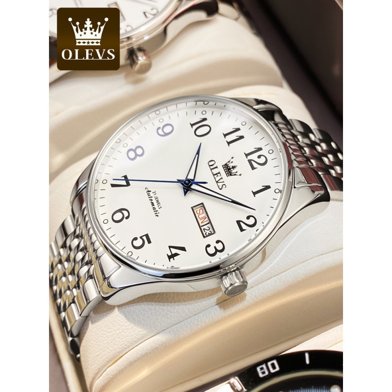 Fully Automatic Mechanical Watch for the Elderly, Men's Watch, Middle-Aged and Elderly People's Large Digital Dial Waterproof Watch for Mom and Dad, Women's Watch