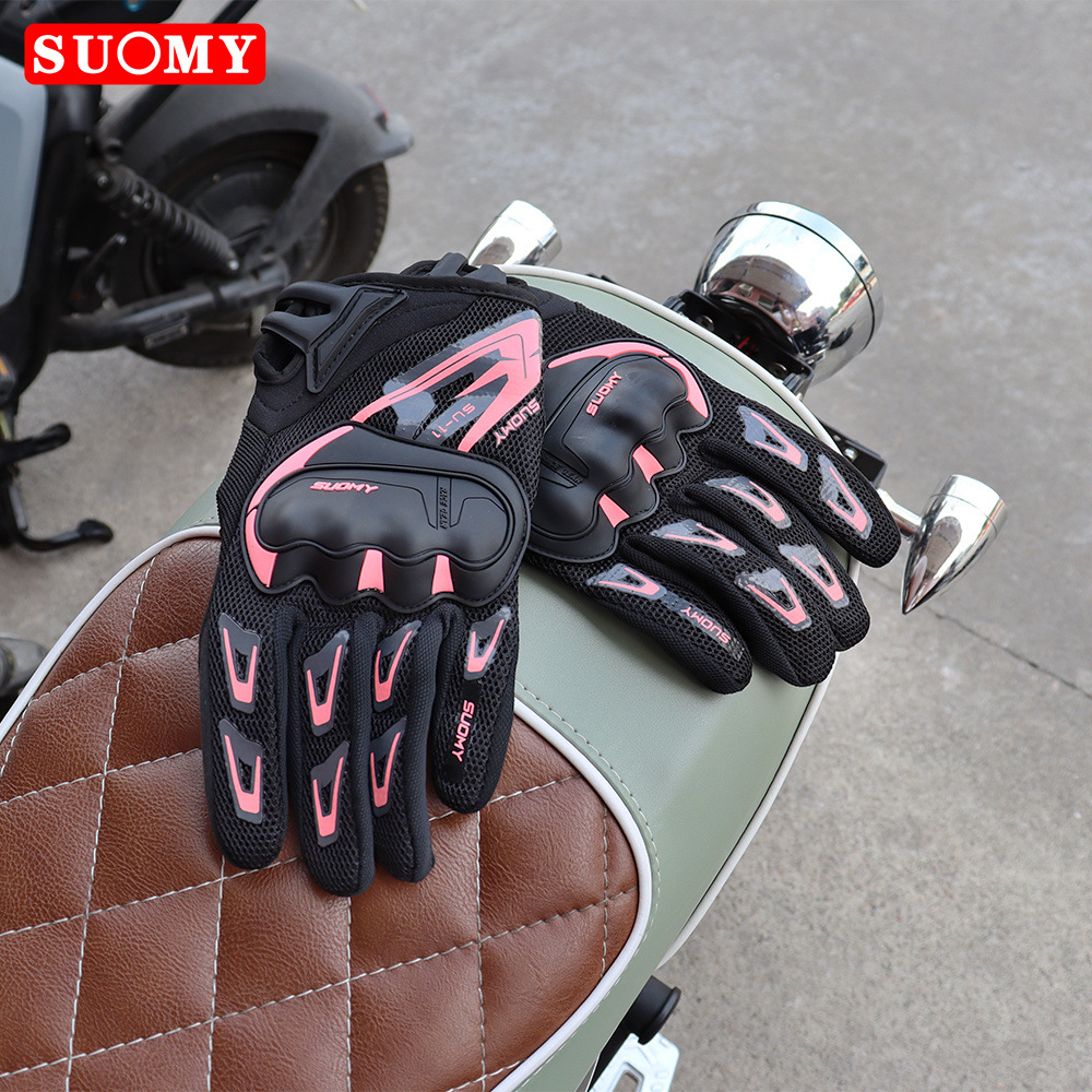 Manufacturer Suomy Motorcycle Touchscreen Gloves, Thin Mesh Breathable, All-Season Motorcycle Racing Anti-Fall Protection Full-Finger Gloves