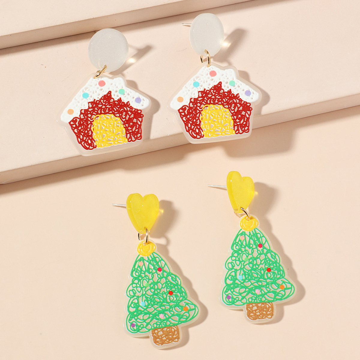 Cute Christmas Tree Arylic Carving Women's Drop Earrings 1 Pair display picture 4