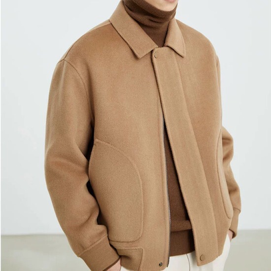 In stock autumn and winter wool double-sided pilot jacket men's short loose casual trendy thickened woolen men's outer