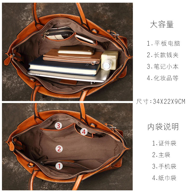 Luxury Genuine Leather Boston Bowling Bag Niche Design Retro Handbag Shoulder Underarm Bag Trendy - Thumbnail 3