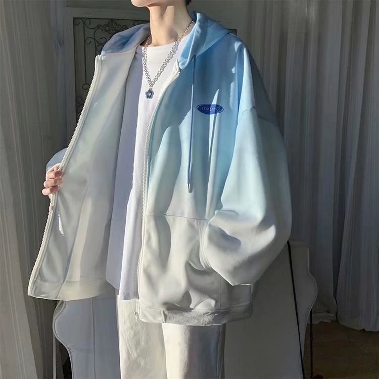 Chaqueta con capucha tie-dye para hombre, abrigo tipo cárdigan para primavera y otoño, ropa holgada estilo pareja para niños, manga larga estilo japonés