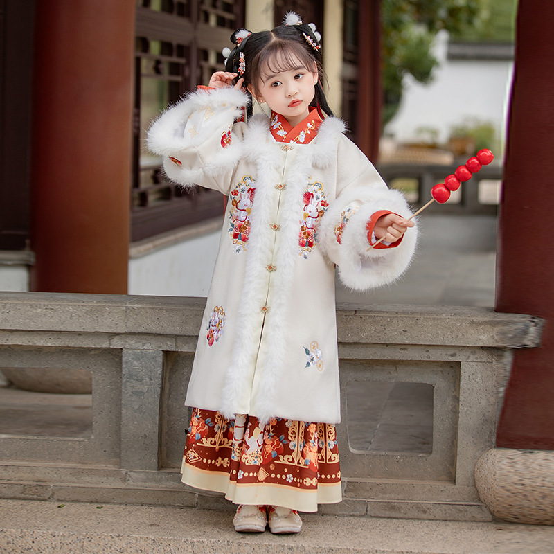 女童汉服冬装儿童唐装加厚中国风过年服女宝超仙保暖古装拜年服冬