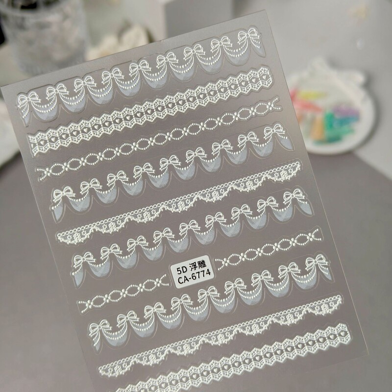 In-Stock Japanese-Style Lace Nail Stickers, Cross-Border 3D Pure White Lace Edge Embossed Nail Stickers, Ca Style In-Stock Japanese-Style Lace Nail Stickers, Cross-Border 3D Pure White Lace Edge Embossed Nail Stickers, Ca Style