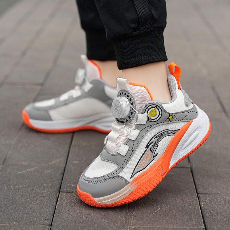 Niñas 2025 nuevas zapatillas deportivas de otoño para niños respirantes de malla de botones de niños grandes zapatos casuales de papá