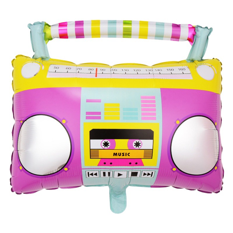 Globos de aluminio con diseño de radio patines micrófono y gafas decoración creativa para fiestas temáticas