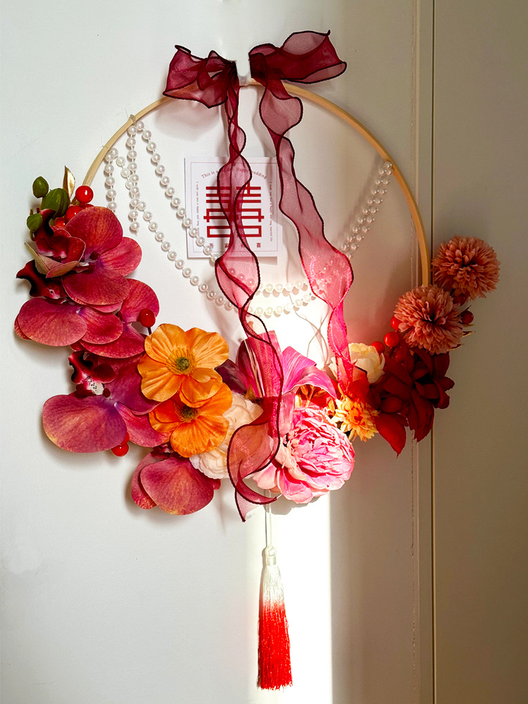 Wedding decoration accessories, wedding flower wreath, internet celebrity wedding room, flower arrangements, new house decoration, bedroom door background wall, scene decoration, good gifts