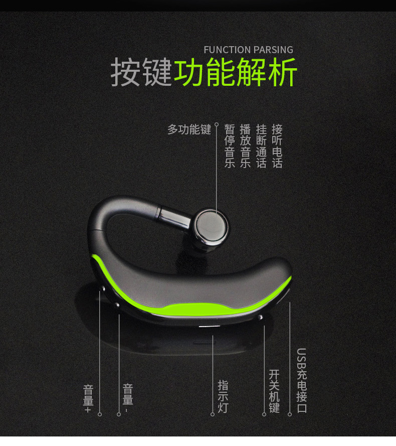 F600 kabelloses Bluetooth-Headset Mono-Ohrmuschel 5.0 Over-Ear Sport-Fahrbetrieb ultra lange Akkulaufzeit Geschäfts-Bluetooth-Headset