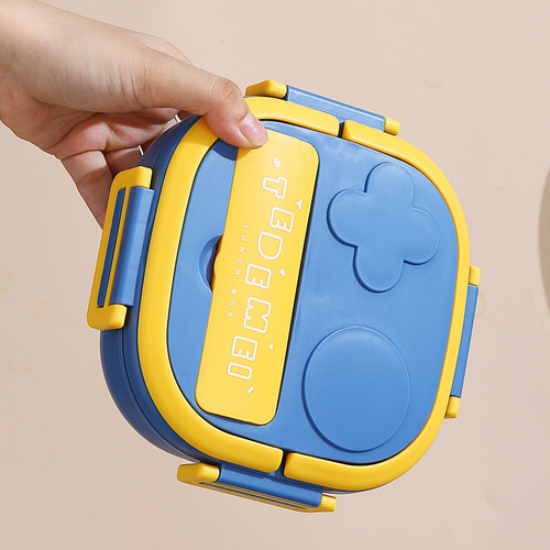 E-commerce hot selling stainless steel children's dinner plate insulated lunch box baby lunch box with spoon compartment kindergarten lunch box