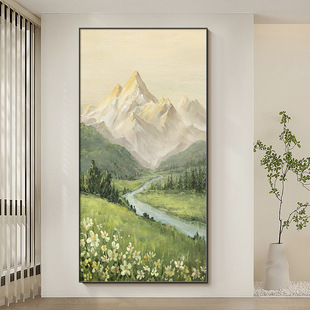 日照金山入户玄关装饰画山水风景油画客厅壁画走廊过道高级感挂画-阿里巴巴