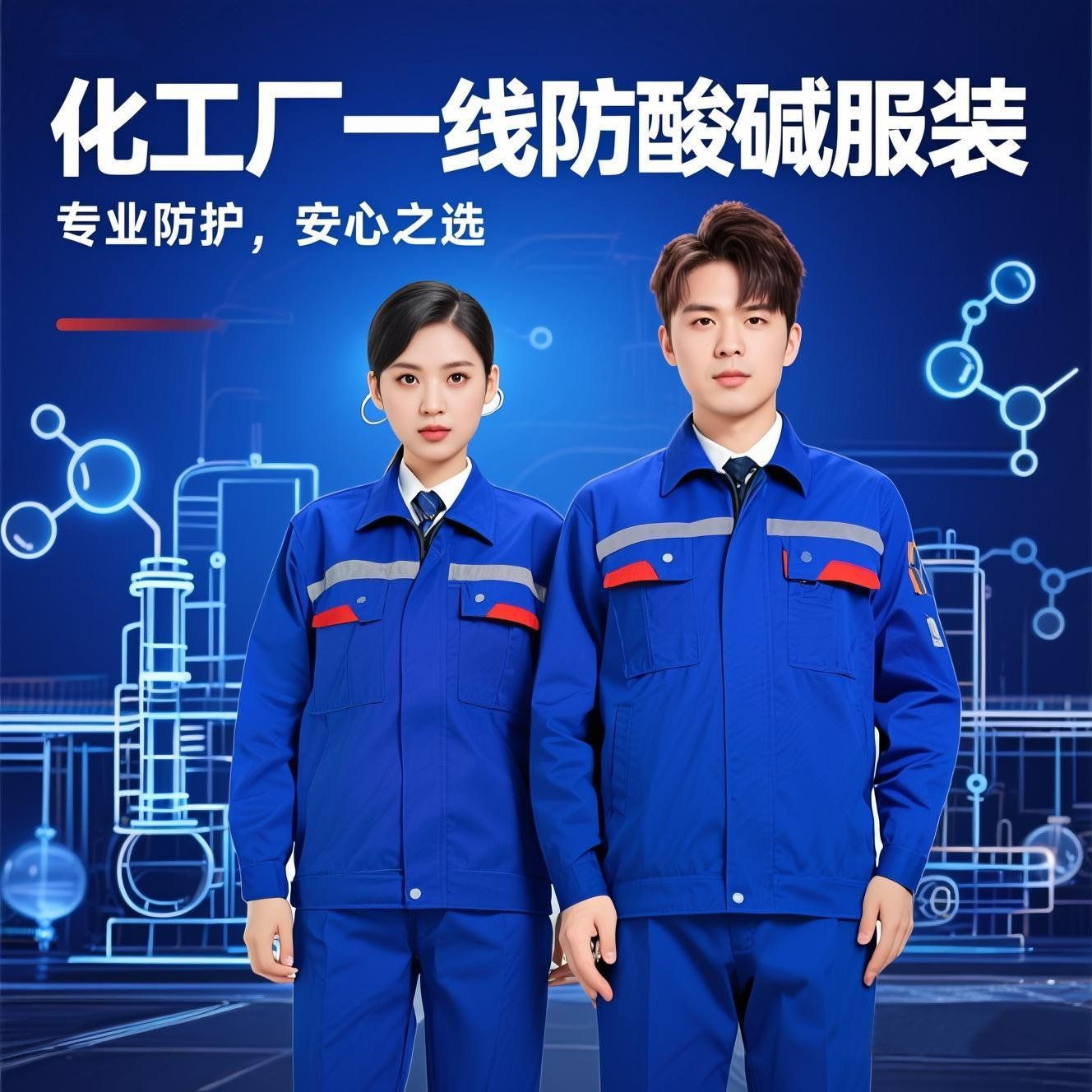定制化工一线工作服特种防护服防酸碱防静电春秋反光劳保服套装弯