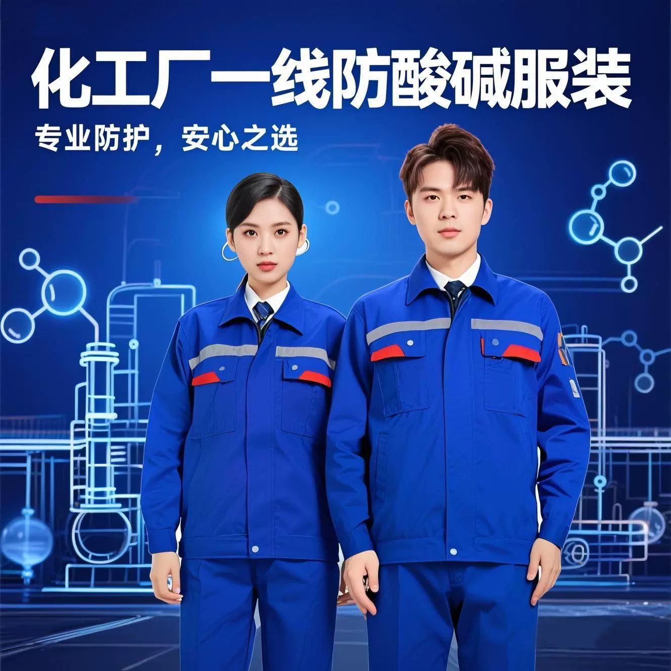 定制化工一线工作服特种防护服防酸碱防静电春秋反光劳保服套装弯