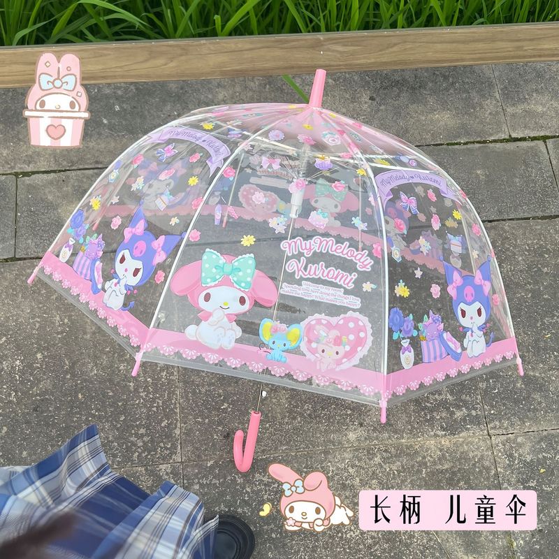 現物ins透明傘アニメ全自動学生ネット赤直柄かわいい折り畳み児童成人厚女|undefined