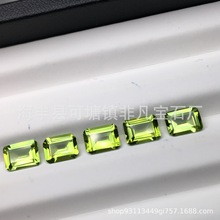 天然橄榄石戒面裸石 长方形刻面尖底 长方小八角天然彩色宝石批发