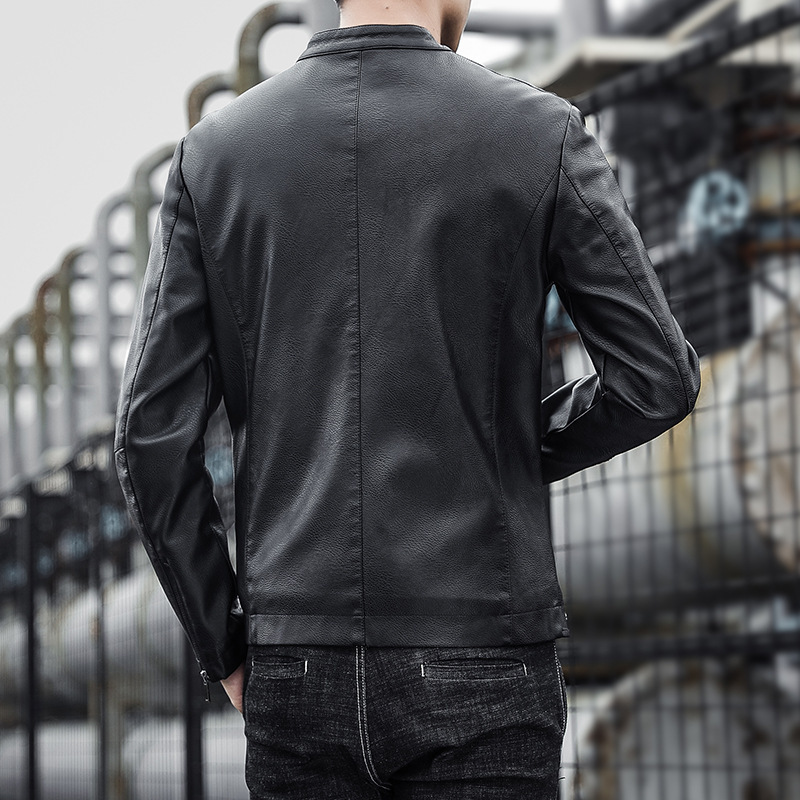 Men's Clothes Top Leather Jacket Pu Leather Soft Leather Men Autumn And Winter Light Business Casual Stand Collar Simple Men_voghion.com