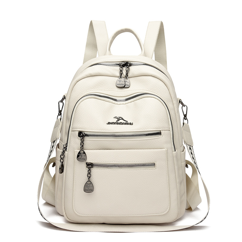 Textura transfronteriza mochila de cuero suave, mochila de damas, 2025 nueva moda, ocio, moda, mochila multipropósito de viaje